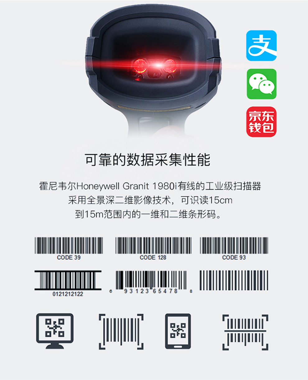 1980i工業級掃描槍具有可靠的數據采集功能