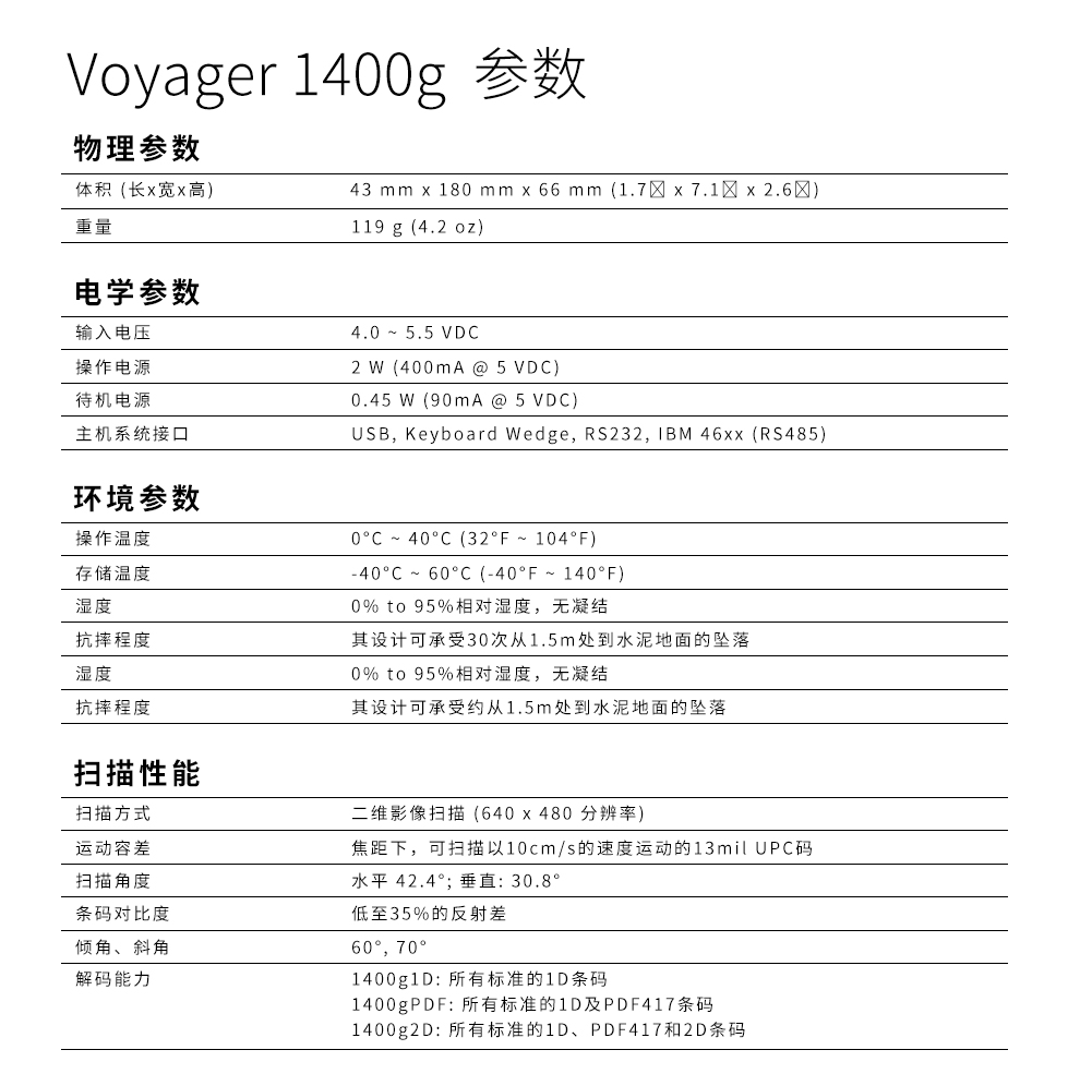 1400g條碼掃描槍詳細(xì)參數(shù) 1400g條碼掃描槍詳細(xì)參數(shù)
